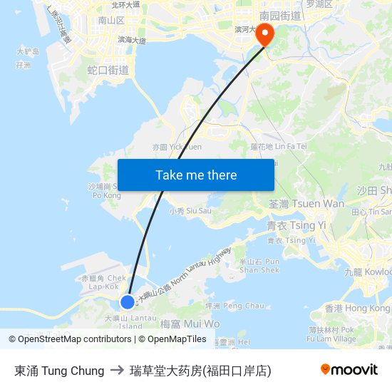 東涌 Tung Chung to 瑞草堂大药房(福田口岸店) map