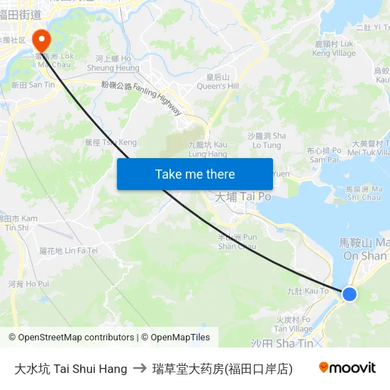 大水坑 Tai Shui Hang to 瑞草堂大药房(福田口岸店) map