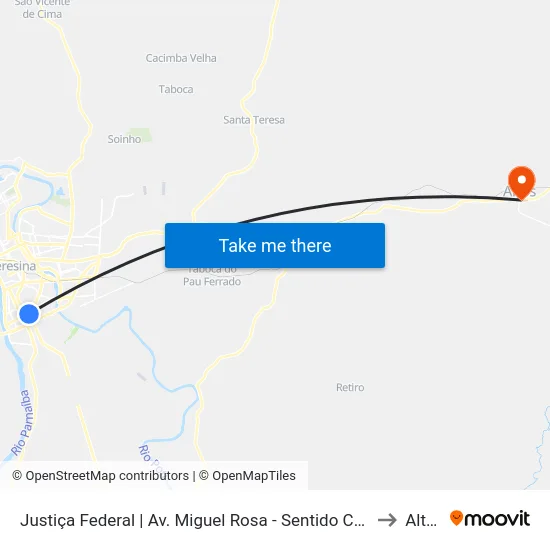 Justiça Federal | Av. Miguel Rosa - Sentido Centro to Altos map