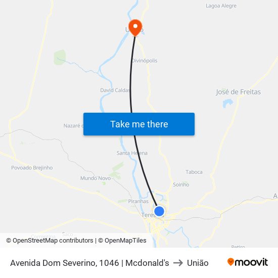 Avenida Dom Severino, 1046 | Mcdonald's to União map