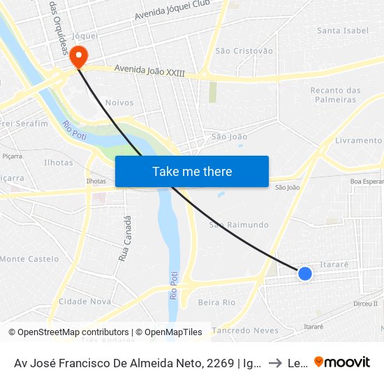 Av José Francisco De Almeida Neto, 2269 | Igreja Cristã Do Brasil to Leste map