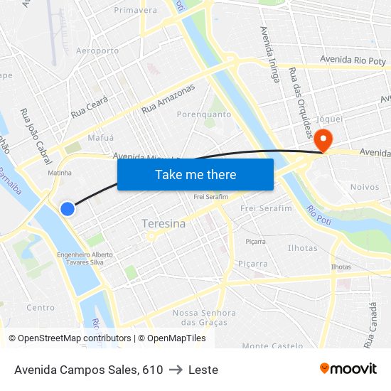 Avenida Campos Sales, 610 to Leste map