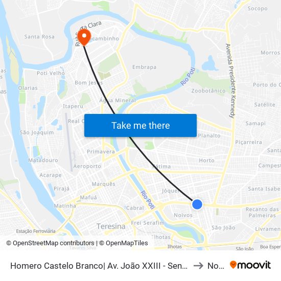 Homero Castelo Branco| Av. João XXIII - Sentido Bairro to Norte map