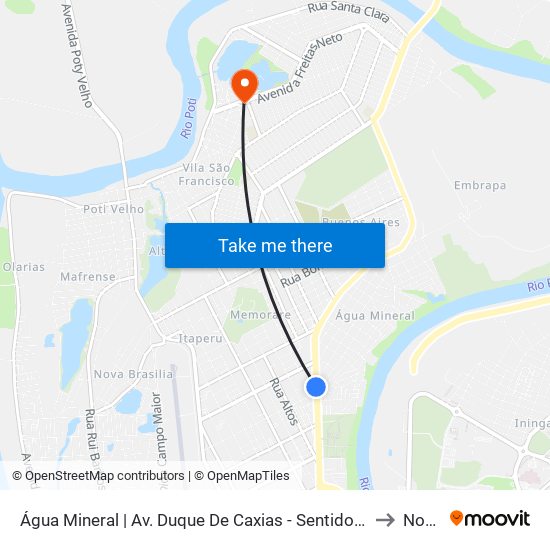 Água Mineral | Av. Duque De Caxias - Sentido Bairro to Norte map