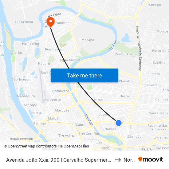 Avenida João Xxiii, 900 | Carvalho Supermercado to Norte map