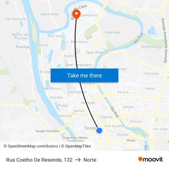 Rua Coelho De Resende, 132 to Norte map