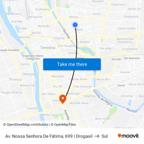 Av. Nossa Senhora De Fátima, 699 | Drogasil to Sul map