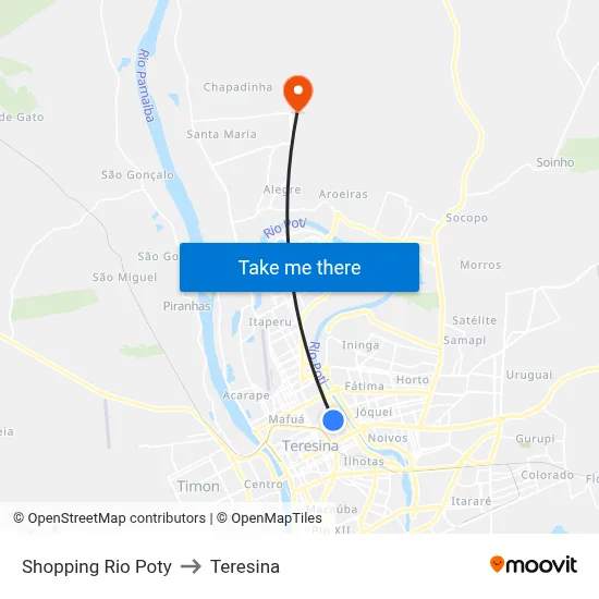 Shopping Rio Poty to Teresina map