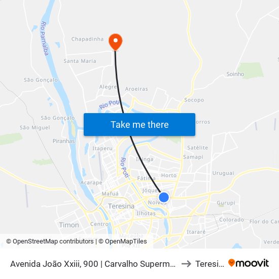 Avenida João Xxiii, 900 | Carvalho Supermercado to Teresina map