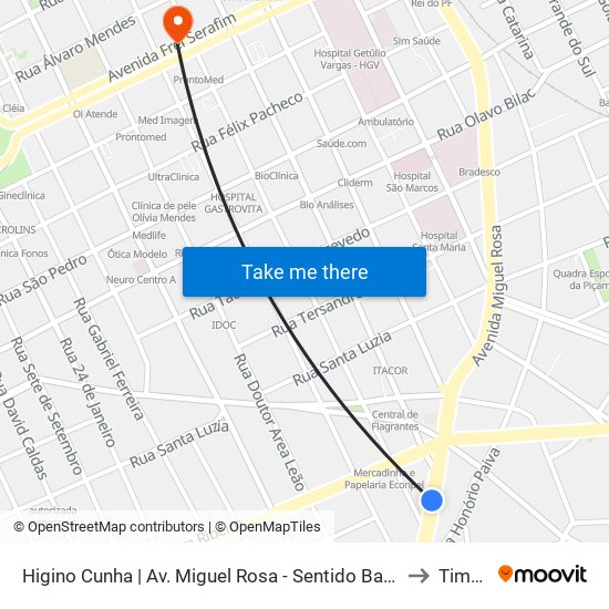 Higino Cunha | Av. Miguel Rosa - Sentido Bairro to Timon map