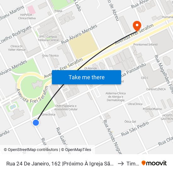 Rua 24 De Janeiro, 162 |Próximo À Igreja São Benedito to Timon map