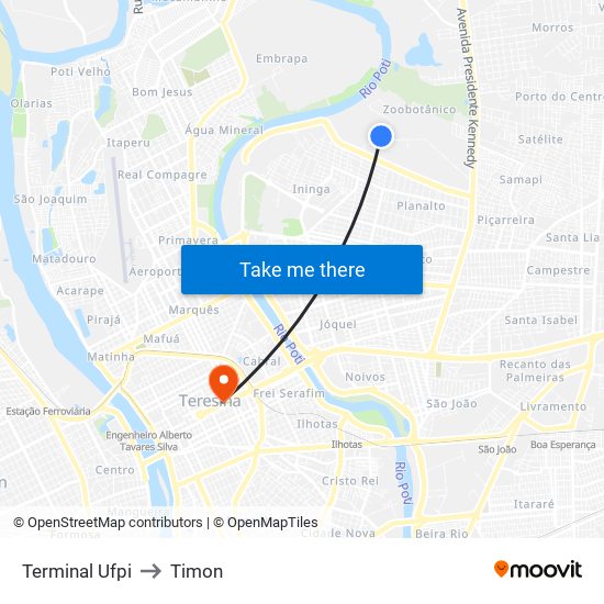 Terminal Ufpi to Timon map