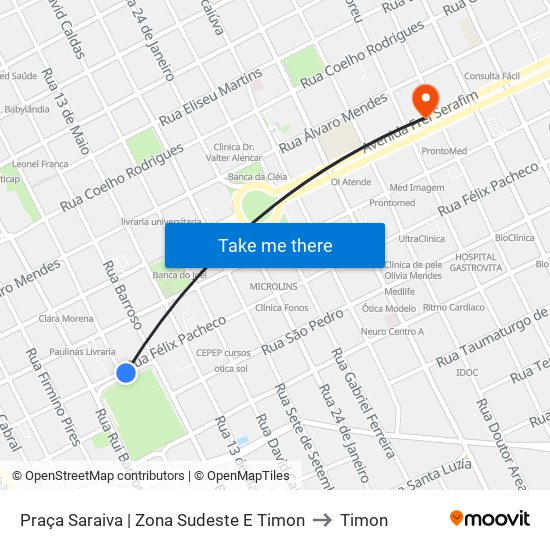 Praça Saraiva | Zona Sudeste E Timon to Timon map