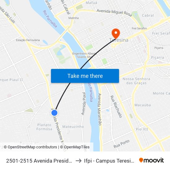 2501-2515 Avenida Presidente Médici to Ifpi - Campus Teresina Central map