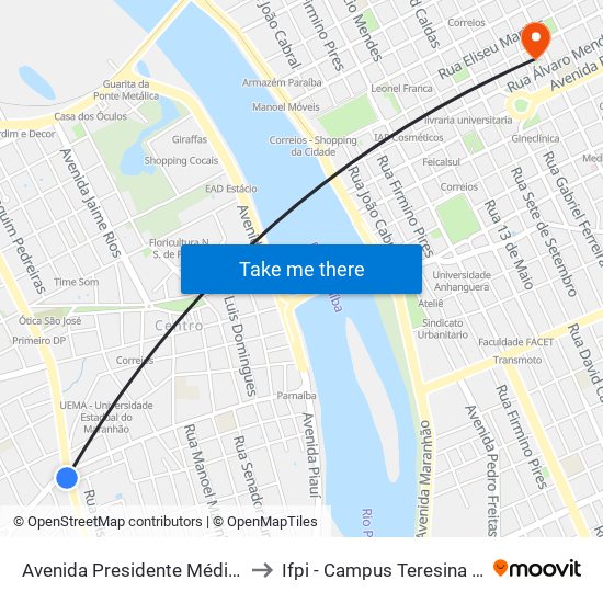 Avenida Presidente Médici, 1944 to Ifpi - Campus Teresina Central map