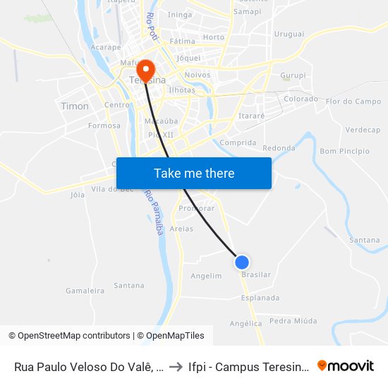 Rua Paulo Veloso Do Valê, 894-1090 to Ifpi - Campus Teresina Central map