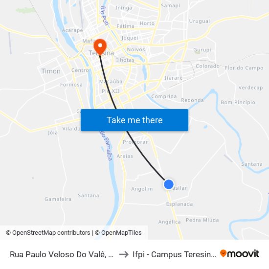 Rua Paulo Veloso Do Valê, 1303-1503 to Ifpi - Campus Teresina Central map