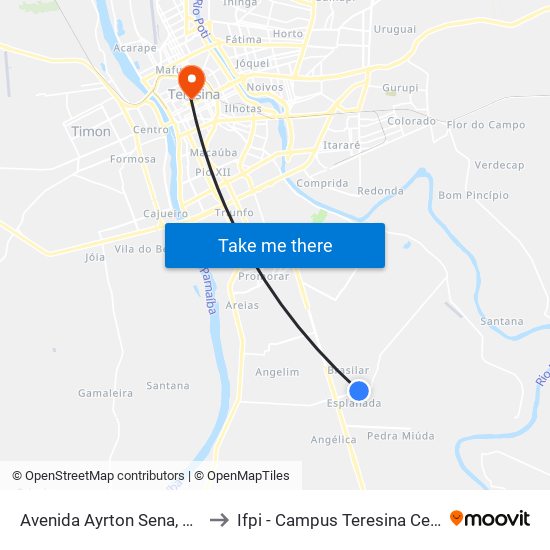 Avenida Ayrton Sena, 4600 to Ifpi - Campus Teresina Central map