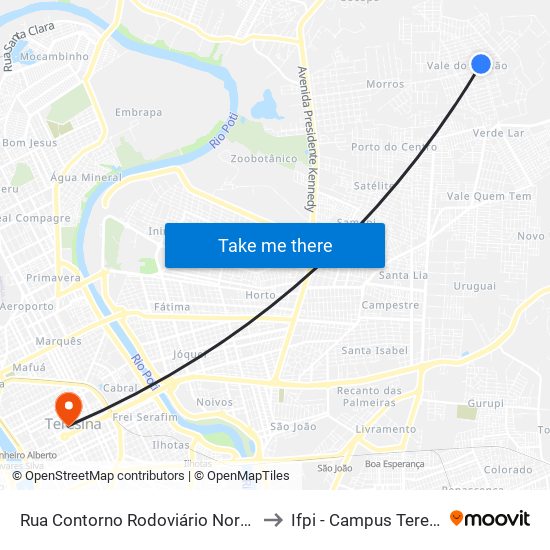 Rua Contorno Rodoviário Norte, 595 | Quadra D to Ifpi - Campus Teresina Central map