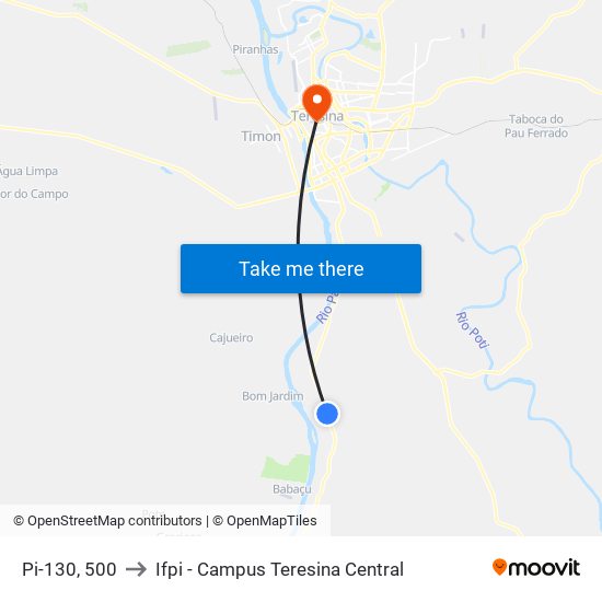 Pi-130, 500 to Ifpi - Campus Teresina Central map