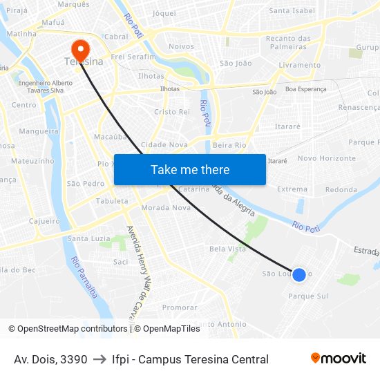 Av. Dois, 3390 to Ifpi - Campus Teresina Central map