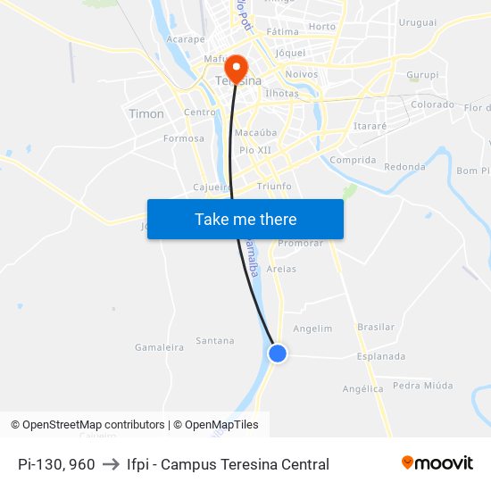 Pi-130, 960 to Ifpi - Campus Teresina Central map