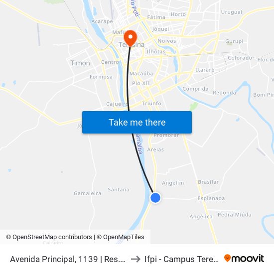 Avenida Principal, 1139 | Res. Manoel Damásio to Ifpi - Campus Teresina Central map