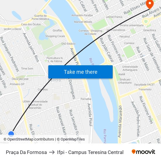 Praça Da Formosa to Ifpi - Campus Teresina Central map