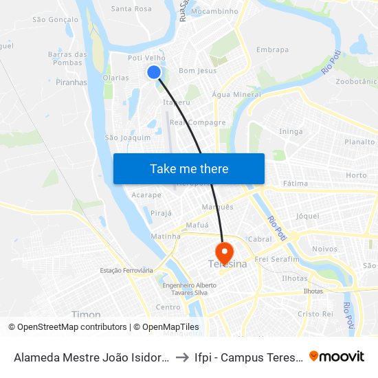 Alameda Mestre João Isidoro França, 6190 to Ifpi - Campus Teresina Central map
