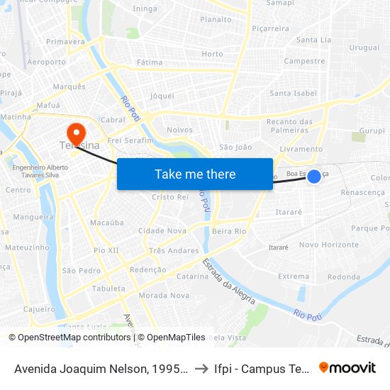 Avenida Joaquim Nelson, 1995 | Teatro João Paulo Ll to Ifpi - Campus Teresina Central map