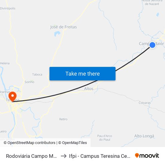 Rodoviária Campo Maior to Ifpi - Campus Teresina Central map