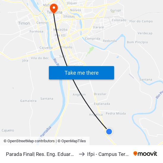 Parada Final| Res. Eng. Eduardo Costa, Quadra Q to Ifpi - Campus Teresina Central map