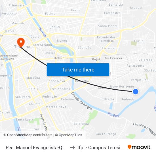 Res. Manoel Evangelista-Quadra 31, 21 to Ifpi - Campus Teresina Central map