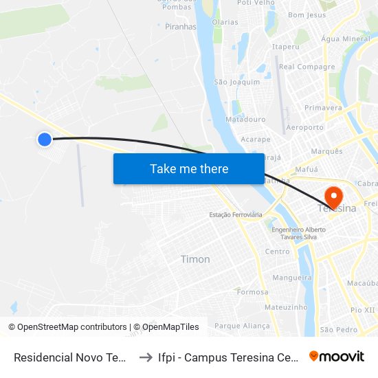 Residencial Novo Tempo to Ifpi - Campus Teresina Central map