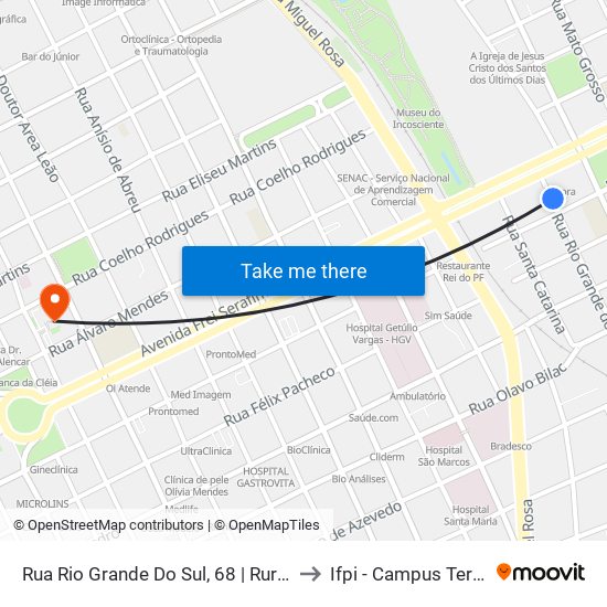 Rua Rio Grande Do Sul, 68 | Rurais E Intermunicipais to Ifpi - Campus Teresina Central map