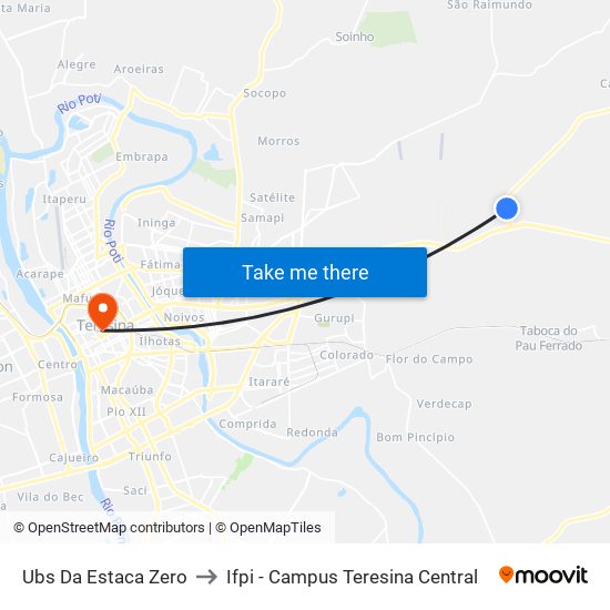 Ubs Da Estaca Zero to Ifpi - Campus Teresina Central map