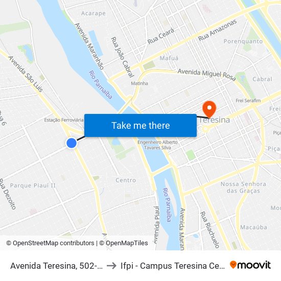 Avenida Teresina, 502-514 to Ifpi - Campus Teresina Central map