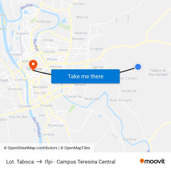 Lot. Taboca to Ifpi - Campus Teresina Central map