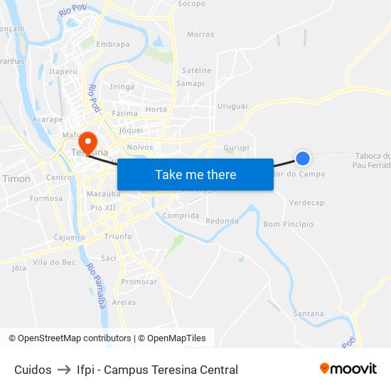 Cuidos to Ifpi - Campus Teresina Central map