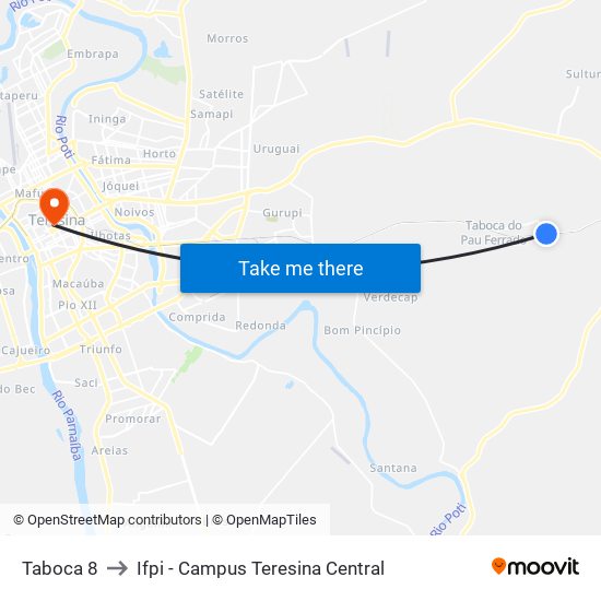 Taboca 8 to Ifpi - Campus Teresina Central map