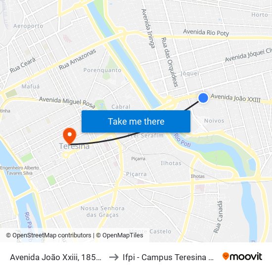 Avenida João Xxiii, 1850 | Dnit to Ifpi - Campus Teresina Central map