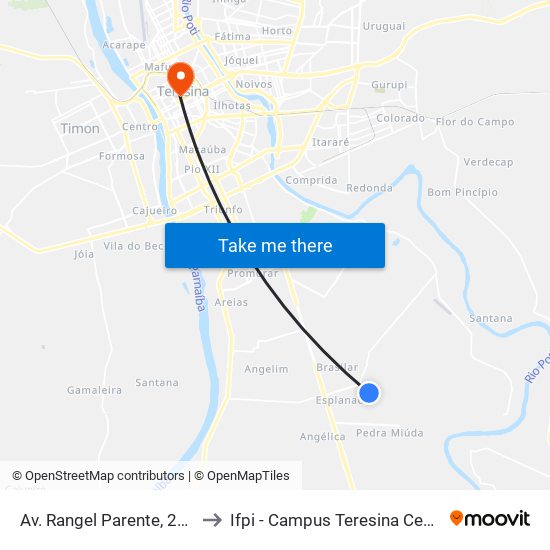 Av. Rangel Parente, 2169 to Ifpi - Campus Teresina Central map