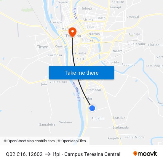 Q02.C16, 12602 to Ifpi - Campus Teresina Central map