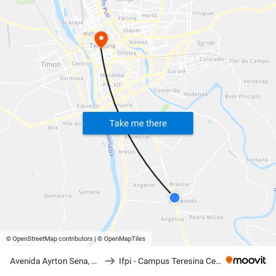 Avenida Ayrton Sena, 3333 to Ifpi - Campus Teresina Central map