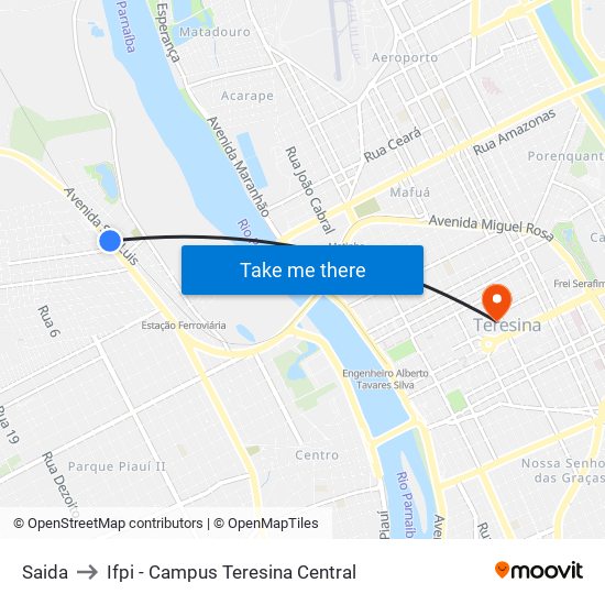 Saida to Ifpi - Campus Teresina Central map