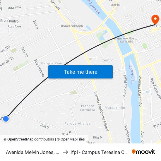 Avenida Melvin Jones, 2102 to Ifpi - Campus Teresina Central map