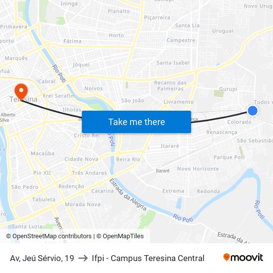 Av, Jeú Sérvio, 19 to Ifpi - Campus Teresina Central map