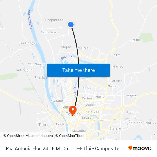 Rua Antônia Flor, 24 | E.M. Da Poeta Costa E Silva to Ifpi - Campus Teresina Central map