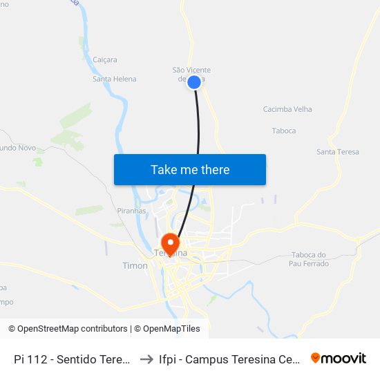 Pi 112 - Sentido Teresina to Ifpi - Campus Teresina Central map