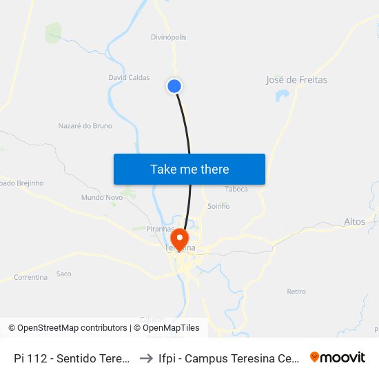Pi 112 - Sentido Teresina to Ifpi - Campus Teresina Central map